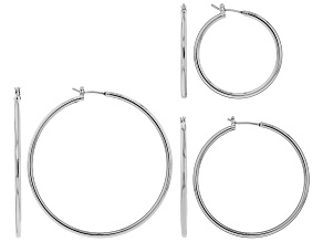 Silver Tone Set of 3 Hoop Earrings