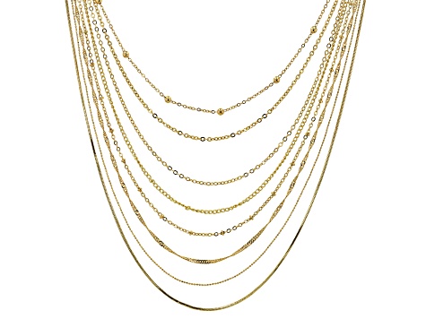 Multi Strand Gold Tone Statement Necklace