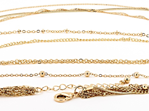 Multi Strand Gold Tone Statement Necklace