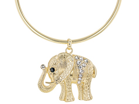 Gold Tone Elephant Choker Necklace