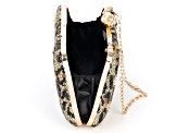 Sequin Black and Gold Leopard Animal Print Gold Tone Clutch