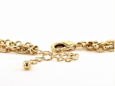 White Crystal Gold Tone Multi Layered Lock Necklace