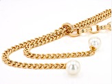 Pearl Simulant Gold Tone Statement Drop Necklace