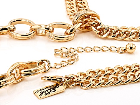 Pearl Simulant Gold Tone Statement Drop Necklace