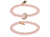 Pink Beaded Halo Planet Set of 2 Stretch Bracelets