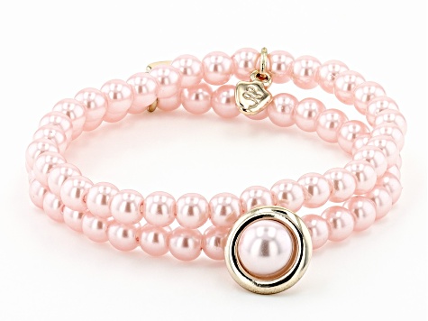 Pink Beaded Halo Planet Set of 2 Stretch Bracelets