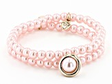 Pink Beaded Halo Planet Set of 2 Stretch Bracelets