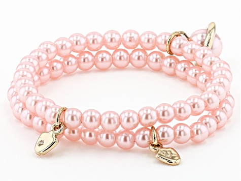 Pink Beaded Halo Planet Set of 2 Stretch Bracelets