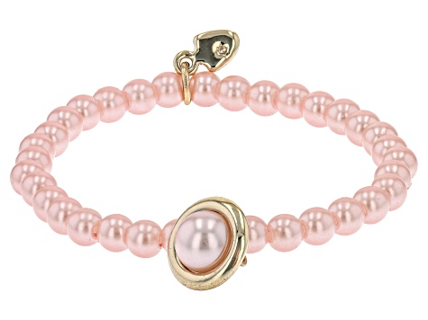 Pink Beaded Halo Planet Set of 2 Stretch Bracelets