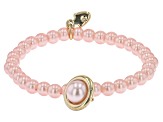 Pink Beaded Halo Planet Set of 2 Stretch Bracelets