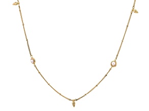 Pearl Simulant Gold Tone Planet Convertible Charm Anklet/Necklace