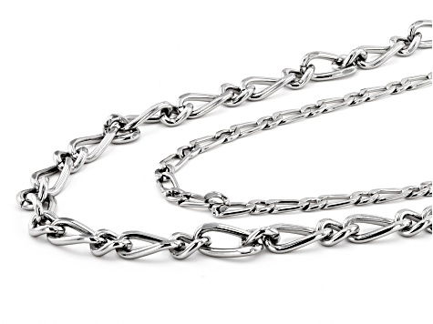 Silver Tone Essential Layered Set of 2 Chain Necklaces