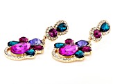 Multi-Color Crystal Gold Tone Dangle Drop Earrings