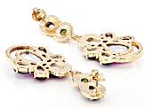 Multi-Color Crystal Gold Tone Dangle Drop Earrings