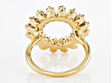Multi-Color Rectangle Crystal Gold Tone Circle Ring