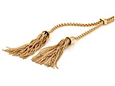 White Crystal Gold Tone Tassel 28" Necklace