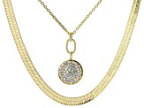 White Crystal Gold Tone Double Strand Necklace
