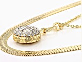 White Crystal Gold Tone Double Strand Necklace