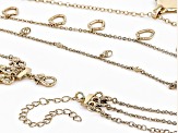 White Crystal Gold Tone Triple Strand Shield Necklace
