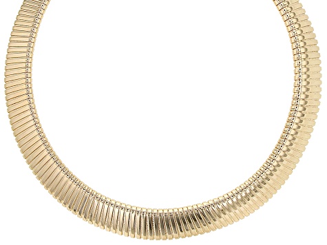 Gold Tone Cobra Chain Collar Necklace