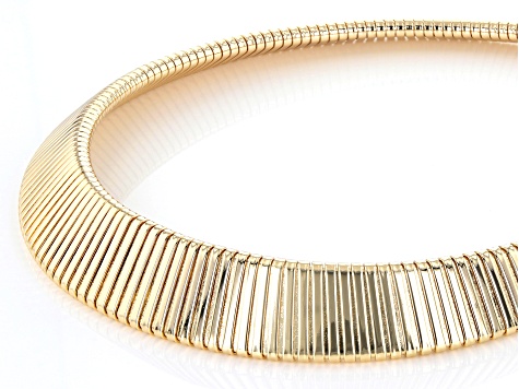 Gold Tone Cobra Chain Collar Necklace