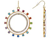 Multi-Color Crystal W/ Blue and White Enamel Circle Set of 2 Earrings