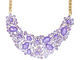 Lilac Crystal Gold Tone Floral Statement Necklace