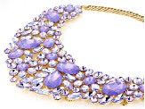 Lilac Crystal Gold Tone Floral Statement Necklace