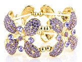 Purple Crystal Gold Tone Stretch Bracelet
