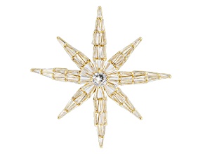 White Cubic Zirconia Shiny Gold Tone Star Pin/Brooch