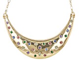 Multi-Color Crystal Gold Tone Statement Collar Necklace