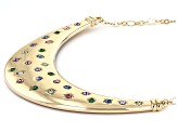 Multi-Color Crystal Gold Tone Statement Collar Necklace