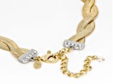 White Crystal Gold Tone Herringbone Necklace
