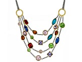 Multi-Color Crystal Two-Tone Necklace