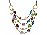 Multi-Color Crystal Two-Tone Necklace