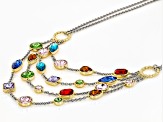 Multi-Color Crystal Two-Tone Necklace