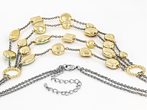 Multi-Color Crystal Two-Tone Necklace