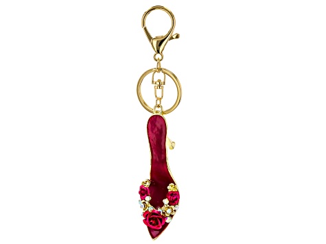 White Crystal Two-Tone High Heel Key Chain - OPC1317