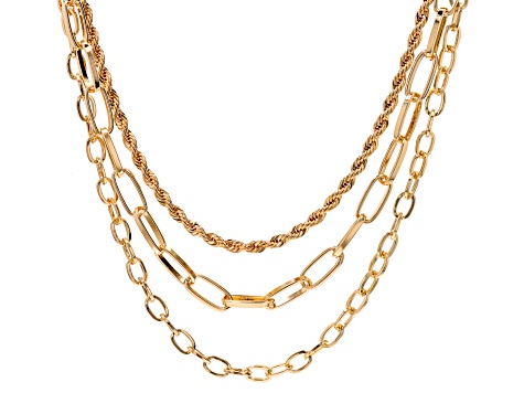 Gold Tone Multi-Strand Necklace - OPC1318 | JTV.com