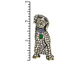 Multicolor Crystal Antiqued Gold Tone Labrador Retriever Brooch