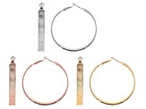 Silver, Gold and Gunmetal Tone Set of 3 Hoop Earrings