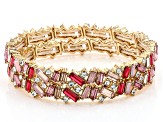 Multi-Color Crystal Gold Tone Set of 6 Stretch Bracelets