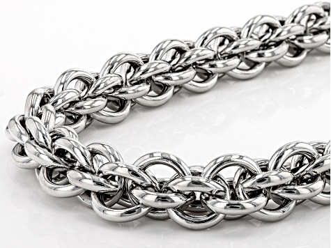 Silver Tone Chunky Interlocked 15" Necklace