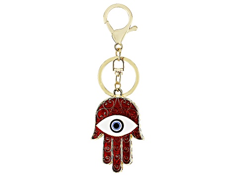 Multi-Color Enamel Gold Tone Evil Eye Key Chain