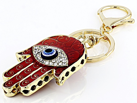 Multi-Color Enamel Gold Tone Evil Eye Key Chain
