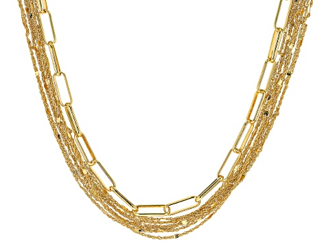 Gold Tone Multi-Strand Paperclip Necklace