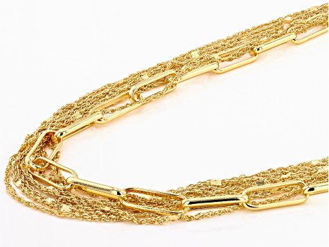 Gold Tone Multi-Strand Paperclip Necklace