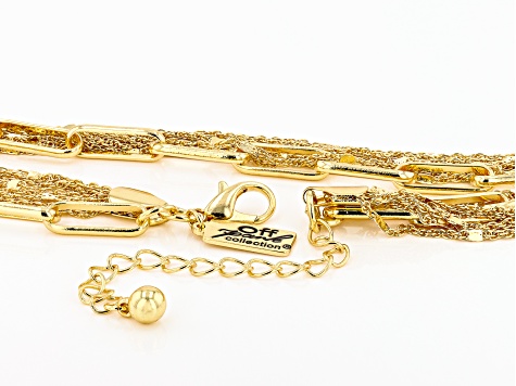 Gold Tone Multi-Strand Paperclip Necklace