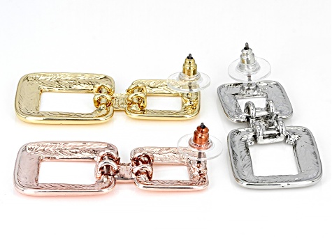 Tri-Tone Set of 3 Link Earrings