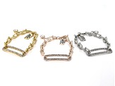 White Crystal Tri-Tone Set of 3 Bracelets